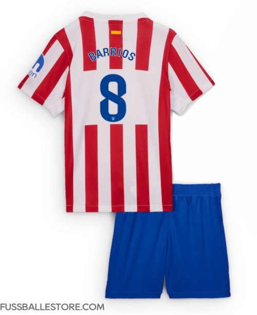 Günstige Atletico Madrid Pablo Barrios #8 Heimtrikotsatz Kinder 2025-26 Kurzarm (+ Kurze Hosen)